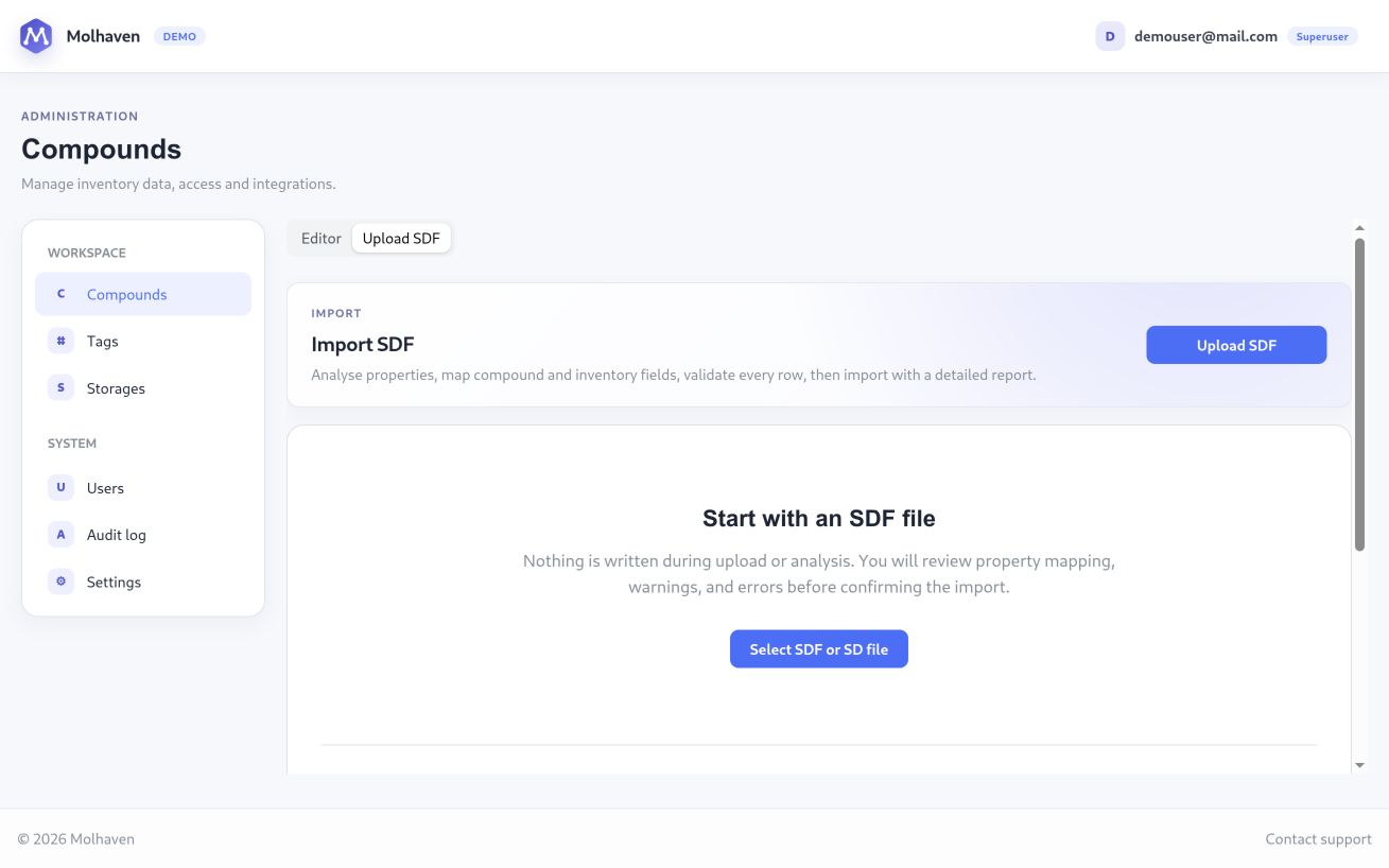 Molhaven SDF import workspace